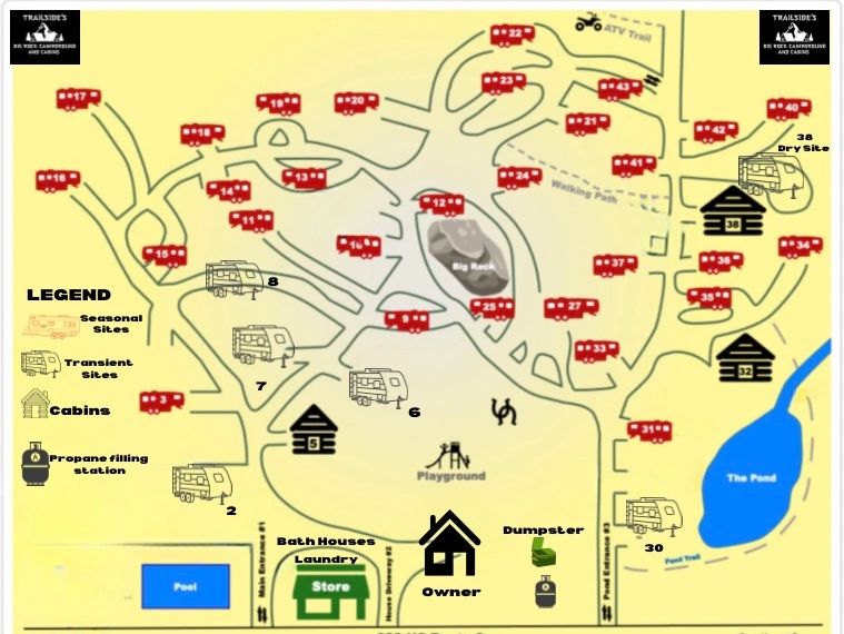 Campground Map TL’s Big Rock Campground & Cabins