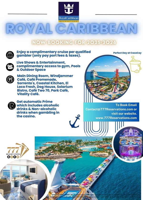 Royal Caribbean cruise offers complimentary perks for qualified gamblers, including shows, dining, and drinks.