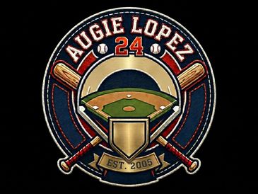 Baseball emblem featuring Augie Lopez, number 24, and established 2005.