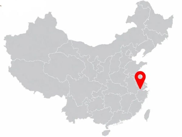 Map of China with a red location pin in the eastern region.