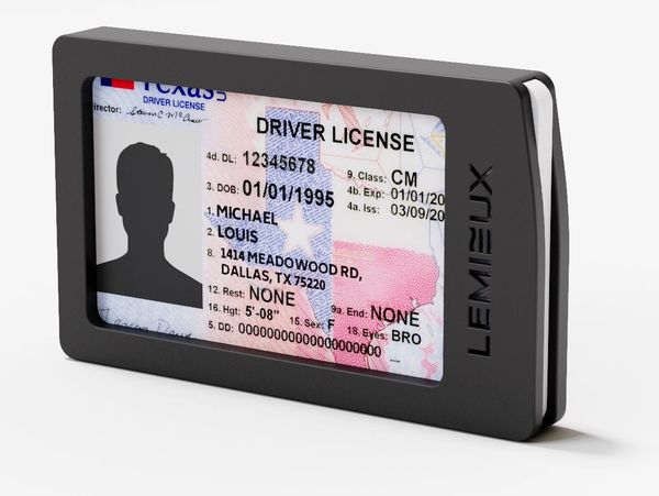 A digital driver license displayed on a LEMEINIX device.