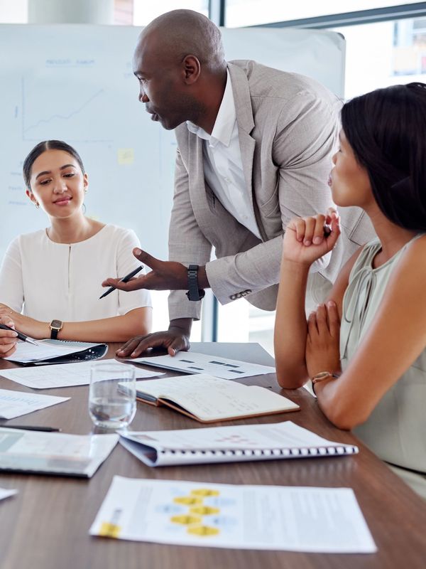 A team of people having a meeting