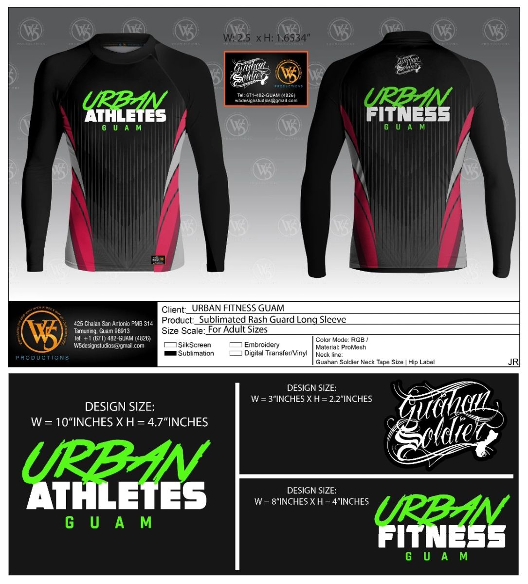 Urban Fitness Guam Men's Sublimated Rash Guard Youth and Adults