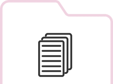 Pink folder with black documents icon.