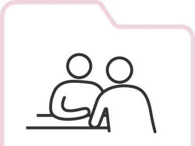 Icon of two people sitting and talking.