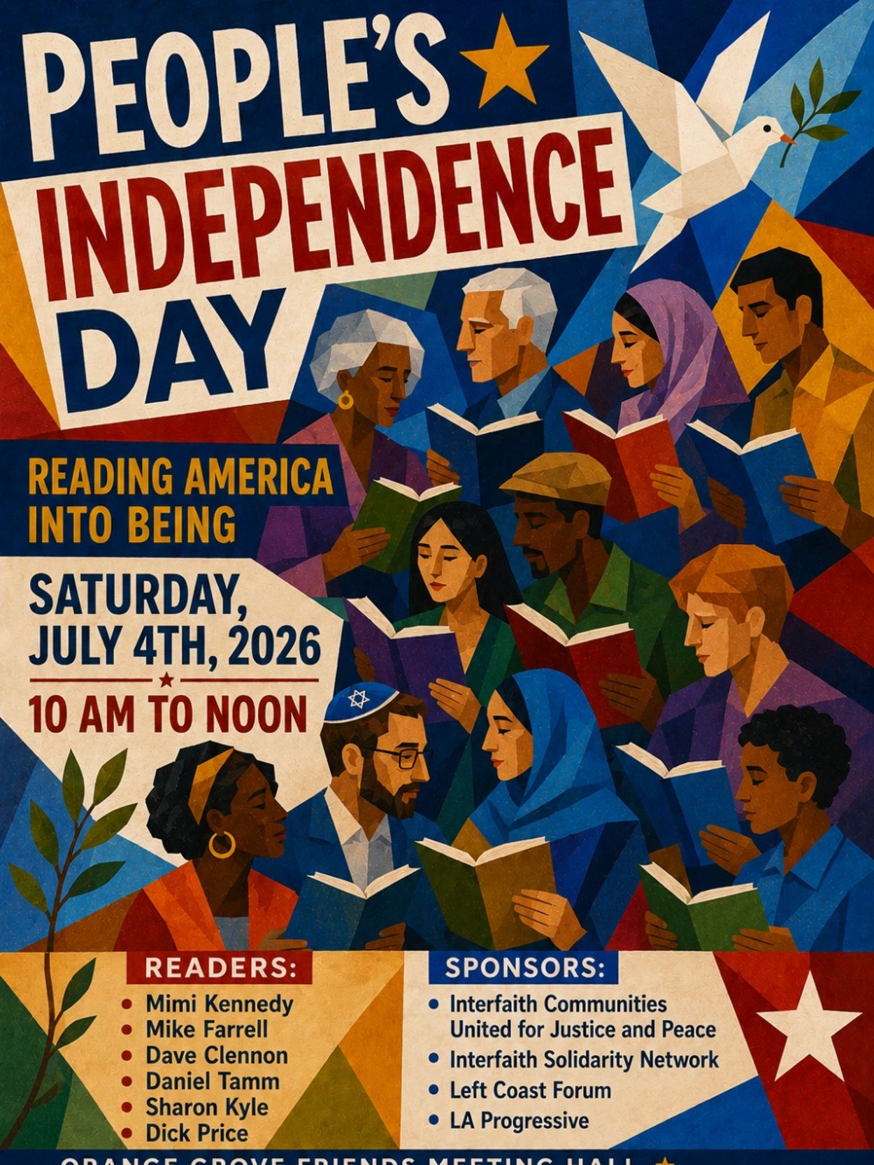 Diverse group reading together on People's Independence Day, July 4th, 2026.