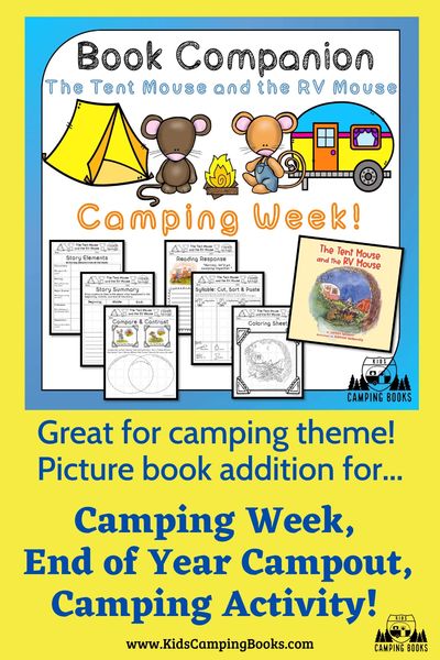 Book companion book study for The Tent Mouse and the RV Mouse, camping week activities, kindergarten
