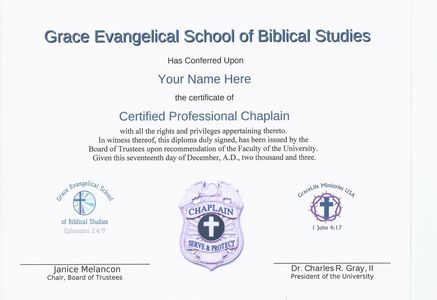 GraceLife Ministries USA Chaplain Certification Chaplain Training