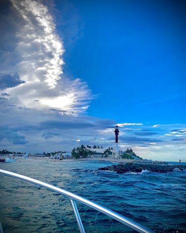 Hillsboro Inlet Lighthouse view from Island  Oasis Florida when on the way back home from Boca Inlet