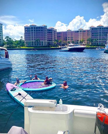 SunChill being used on a charter boat Island Oasis Florida at Lake Boca during a summer day