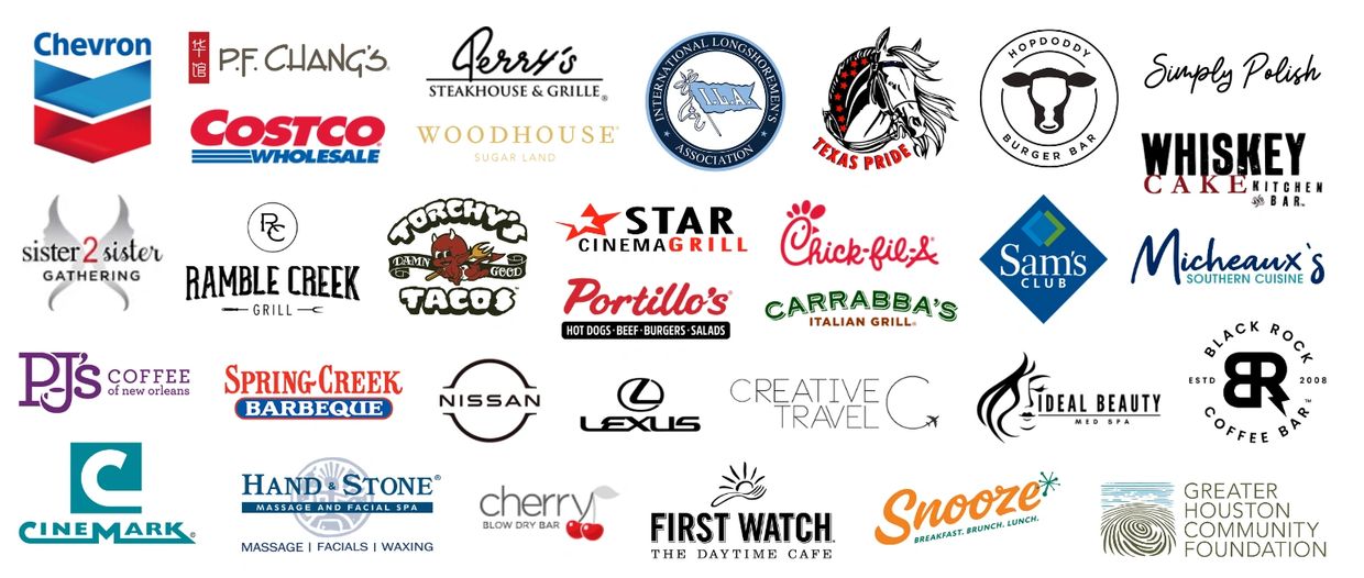 A collage of various brand logos from restaurants, spas, automotive, and community organizations.