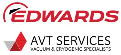Logos of Edwards and AVT Services, vacuum and cryogenic specialists.