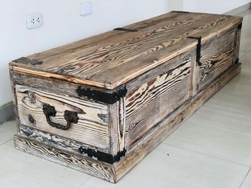 Baúl de madera de pino estilo rústico para pintar
