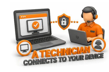 DC Computers technician can remotely connect to your computer