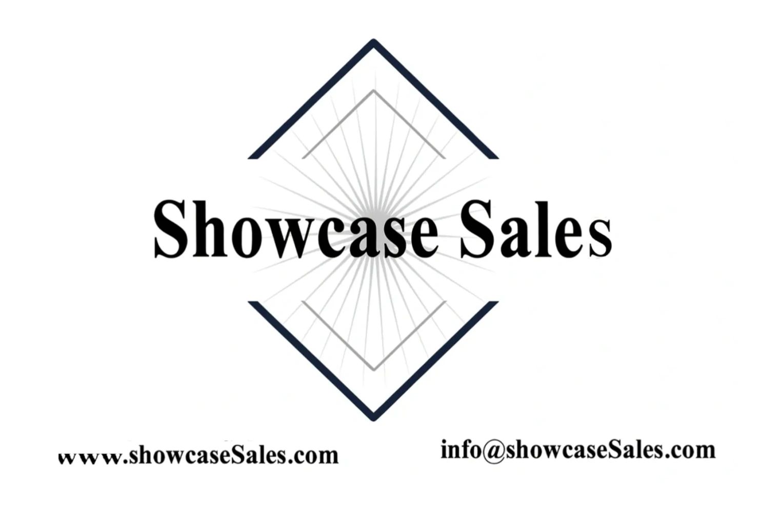 Showcase Sales logo with website and contact email.