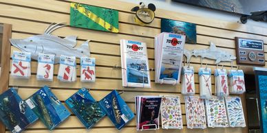 Dive decal display at Captain Hook’s in Key West 