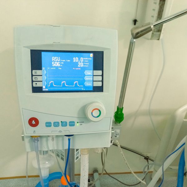 Medical ventilator in emergency room in a hospital.