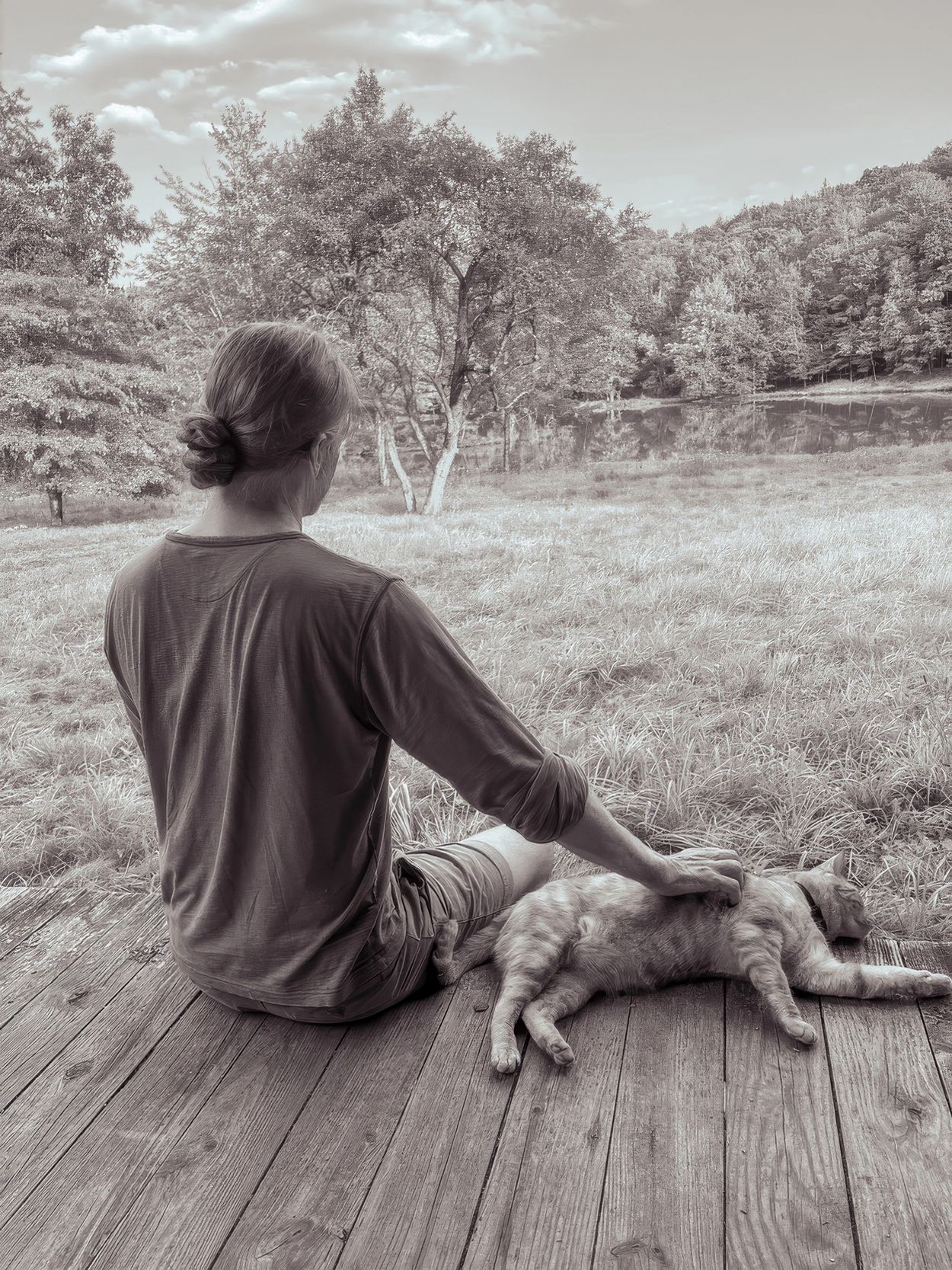 LOVING HIS PENNSYLVANIA LAND AND CAT 