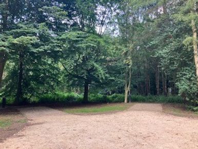 Narrow serviced pitch at Sherwood Pines Campsite