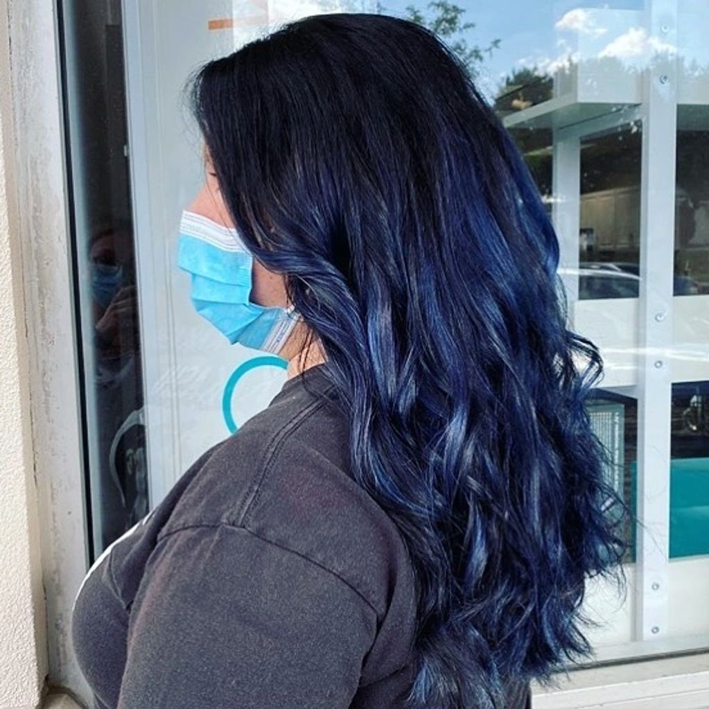 Vivid Blue Balayage hair.