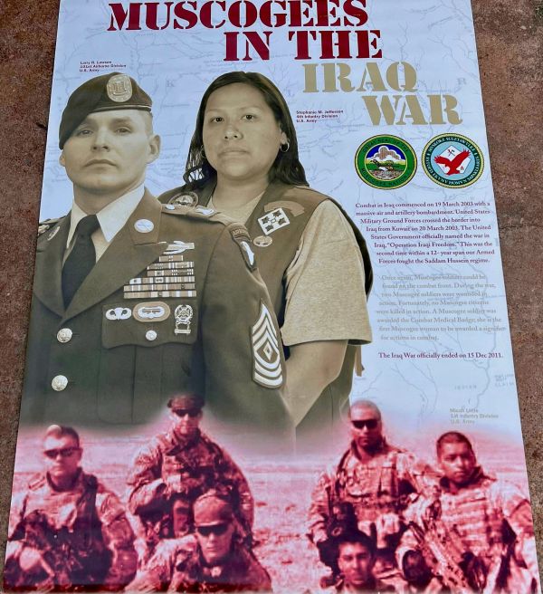 Poster honoring Muscogee soldiers in the Iraq War.