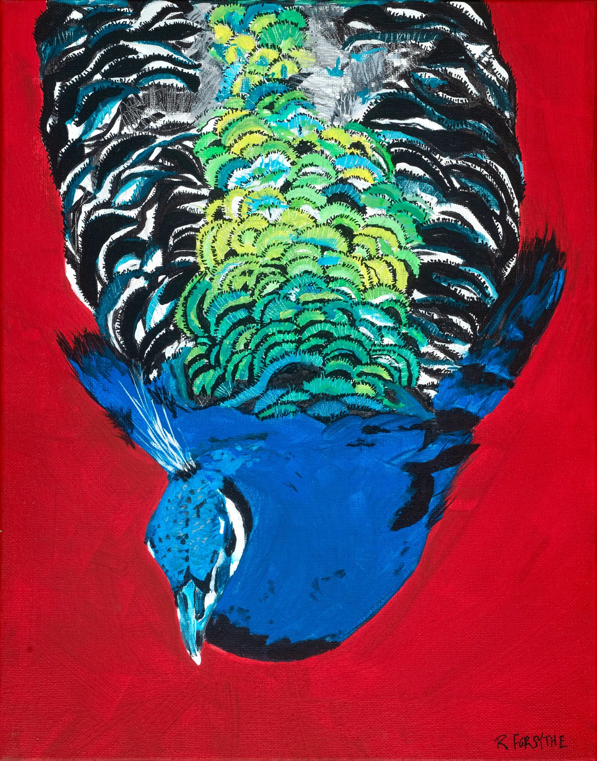 Young Peacock from Above
By Rosemarie Forsythe
Acrylic on canvas
