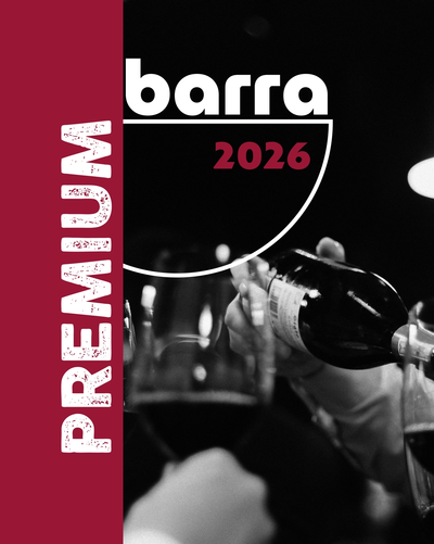 Etiqueta de vino premium "barra 2026" con diseño elegante.