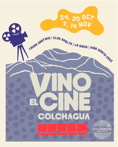 Cartel del evento Vino y Cine en Colchagua.