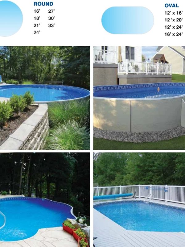 Radiant pools can be installed as vinyl inground pools, aboveground pools or semi inground.