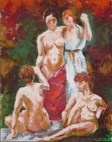 "4 Women" - Oil on Canvas painting by Gayle