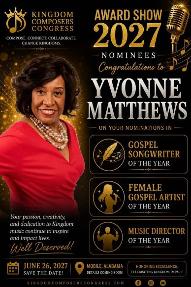Award show nomination honoring Yvonne Matthews in gospel music categories for 2027.