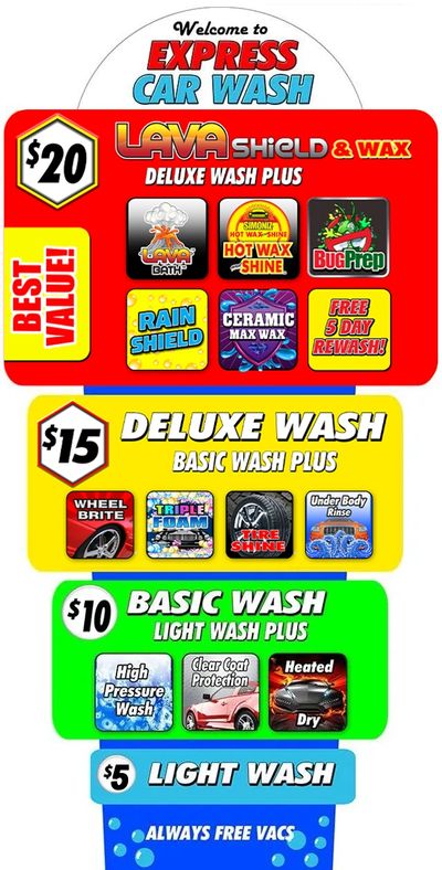 Express Car Wash wash packages 1