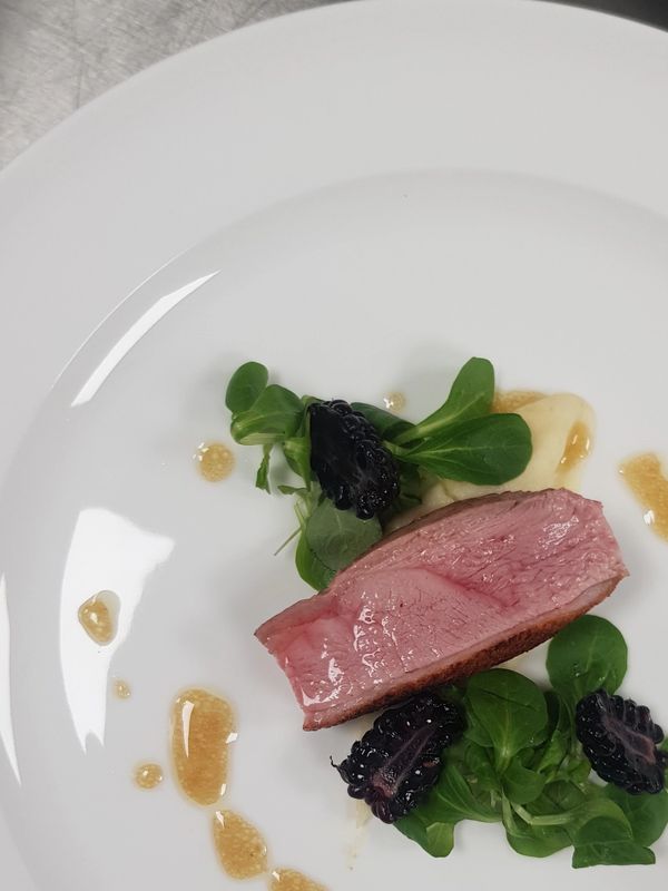 Malard with beetroot
