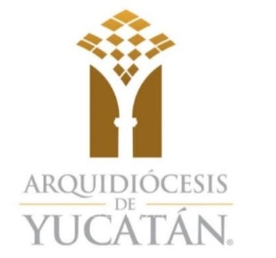 Logo of the Archdiocese of Yucatán with stylized brown design and text.