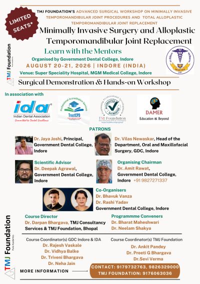 Workshop on minimally invasive TMJ surgery and alloplastic joint replacement in Indore.
