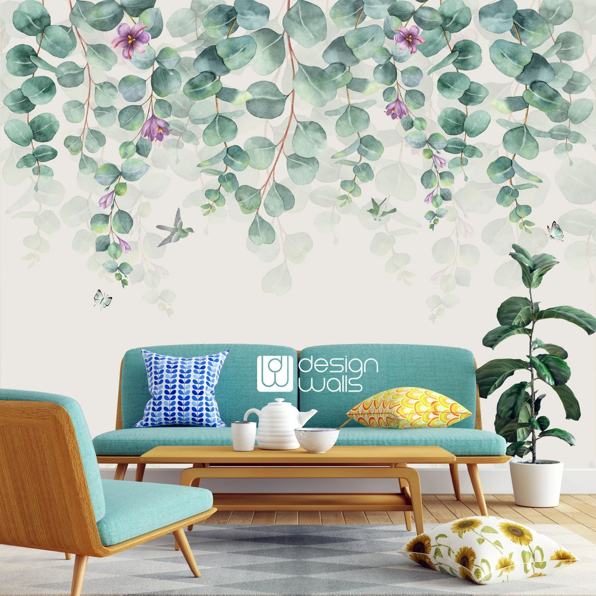 Green Leaf Wallpaper 9 Feet Width X 10 Feet Height 108 Inches Width X 1 Inches