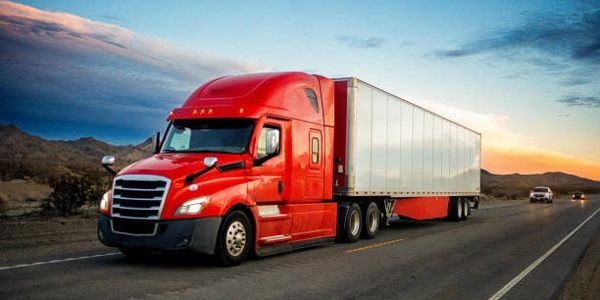 Red semi-truck