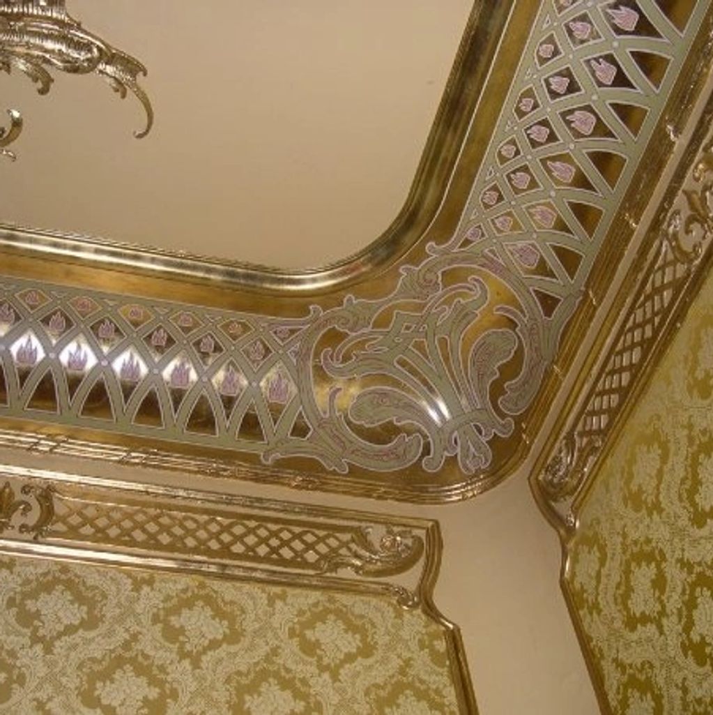 Gilded and stenciled walls with hand painted detail by ONeal Studios.