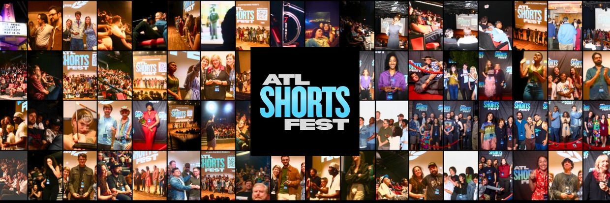 Collage of vibrant moments from ATL Shorts Fest, showcasing people enjoying the film festival.