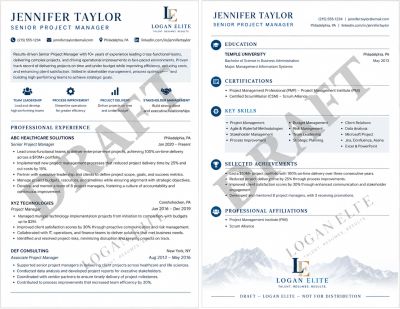 Jennifer Taylor's professional project manager resume with experience, education, and skills.