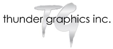 Logo of Thunder Graphics Inc. with stylized TG initials.