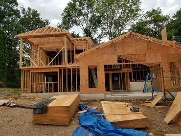Large addition for family room and kitchen added on to home.