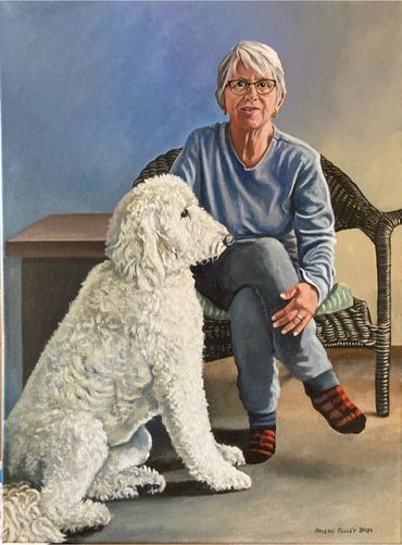 Acrylic Portrait of a women with pet