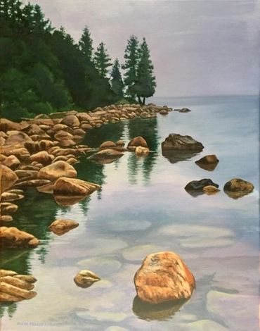 A Foggy Hike at Acadia, Maine, Acrylic