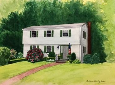 Maine home watercolor painting