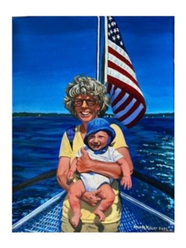 Acrylic Portrait of a father and child