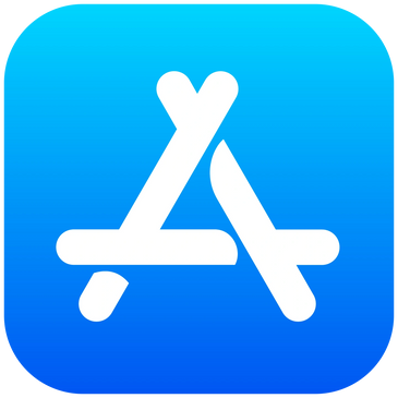 Apple App Store logo with white stylized 'A' on a blue gradient background.