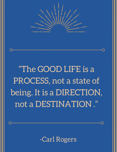 On therapy "The Good Life is a process, not a state of being. It is a direction, not a destination."