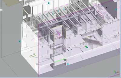 3D architectural model showing building structural details and internal layout.