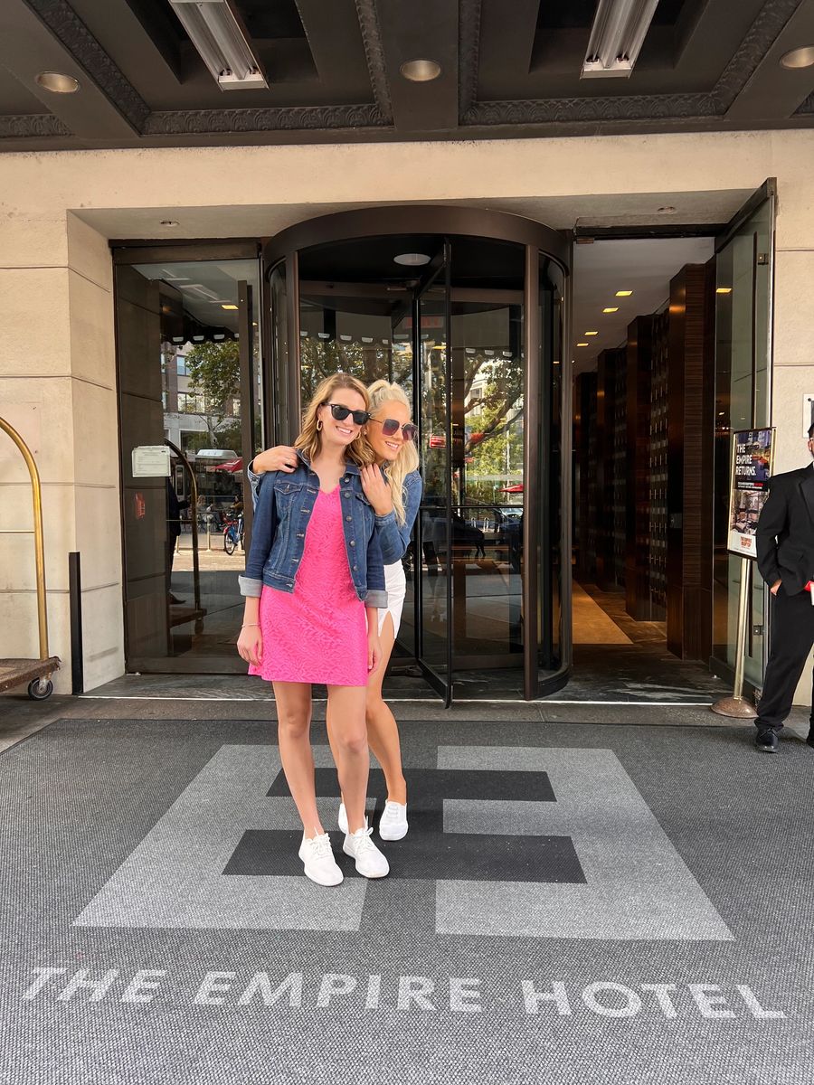 Gossip Girl Tours guests outside the Empire Hotel in New York City